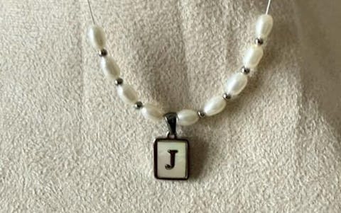 Custom Freshwater Pearl Shell Initial Necklace in Gold and Silver