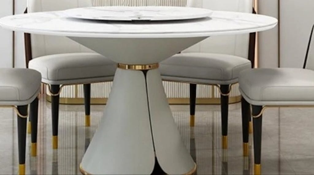 Contemporary Round Marble Round Dining Table With Lazy Susan Online