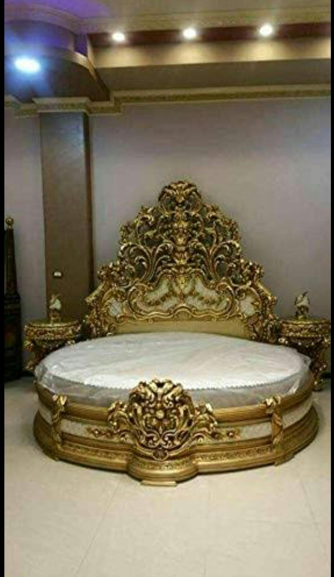 European Style Wooden Carved Round Bed Online Furniture Store My Aashis