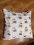 Ghost & Pumpkin Plush Faux Fur Pillow Cover – 18x18” Halloween & Fall Decor for Sofa or Bed