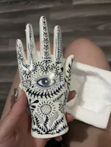 Ceramic Evil Eye Hand Jewelry Holder