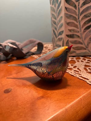 Murano Blown Glass Chirpie Bird, Figurine, Cinzia, Made in Italy