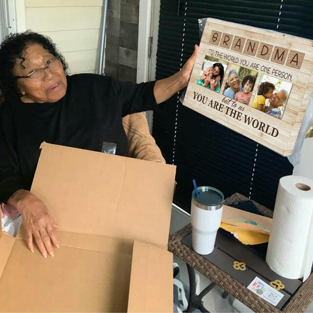 Grandma to the world - Personalized Mother's Day or Birthday gift for Grandma - Custom Canvas Print - MyMindfulGifts