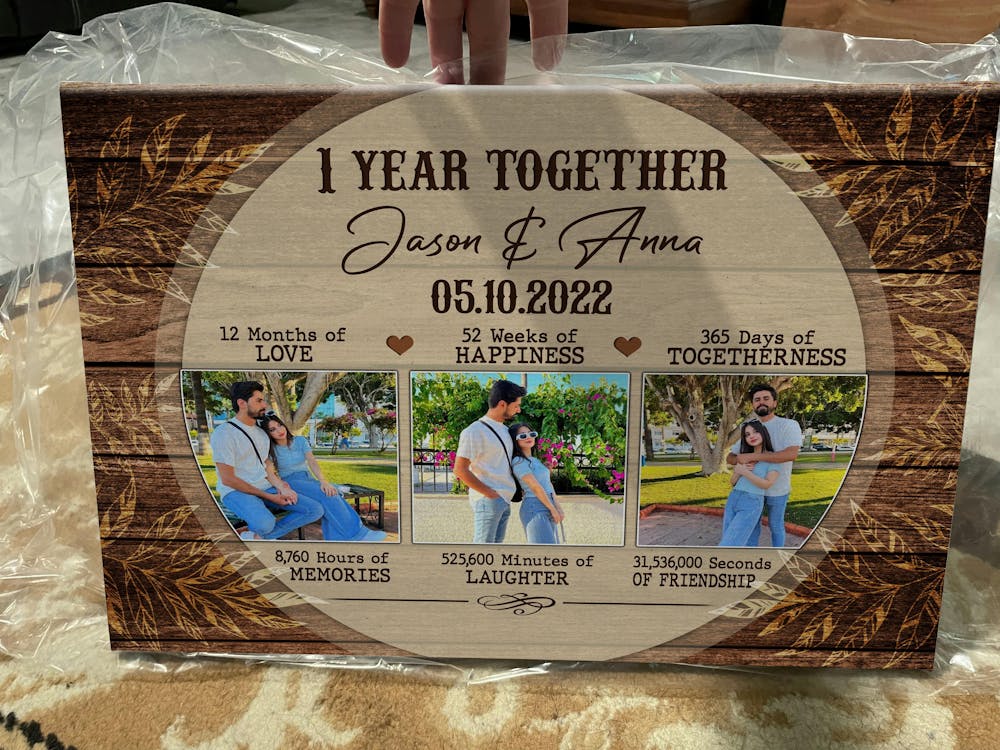 1 Year Anniversary gift for Him for Her - Personalized One Year Anniversary present -  1 Year Together - Custom Canvas - MyMindfulGifts