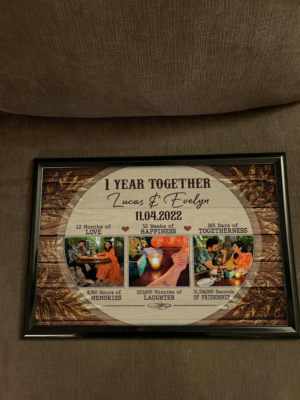 1 Year Anniversary gift for Him for Her - Personalized One Year Anniversary present -  1 Year Together - Custom Canvas - MyMindfulGifts