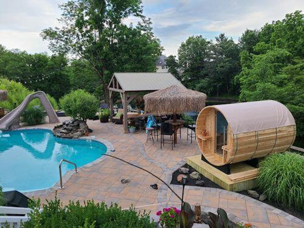 Almost Heaven Huntington Canopy Barrel Ultimate 6Person Sauna Experience