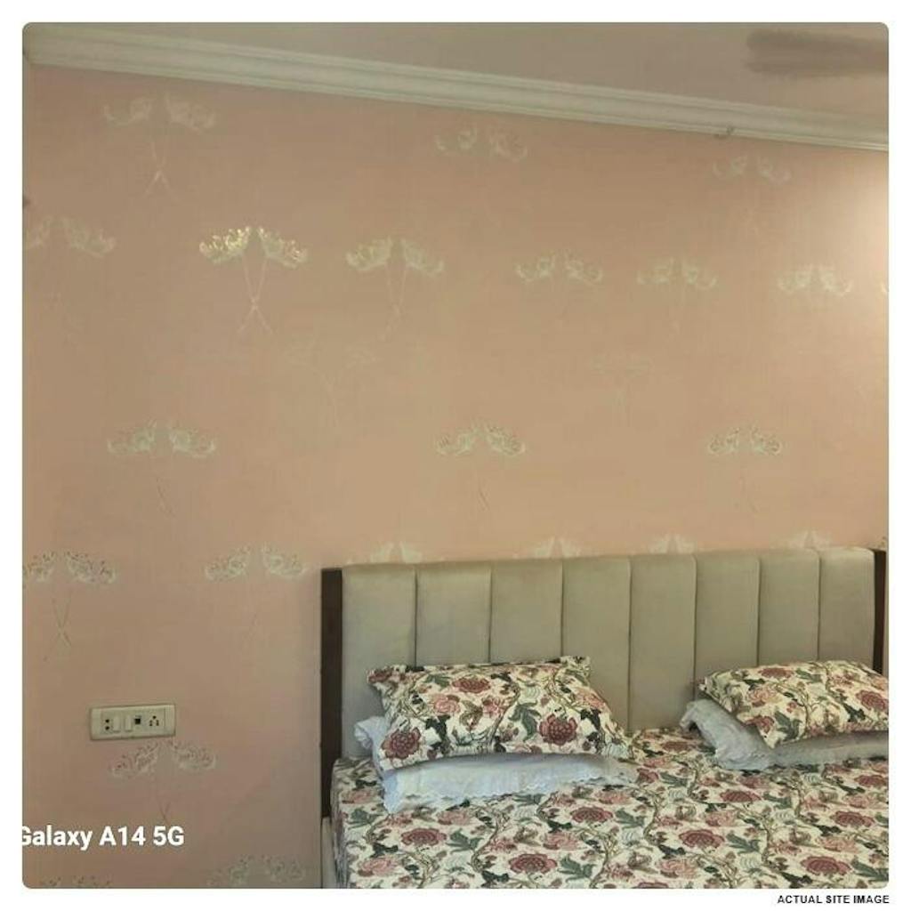 Minimalist Abstract: Floral Line Art Wallpaper In Beige Tones