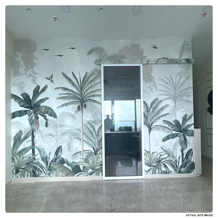 Bird Sanctuary: Modern Tropical Forest Wallpaper With Flying Birds Motifs