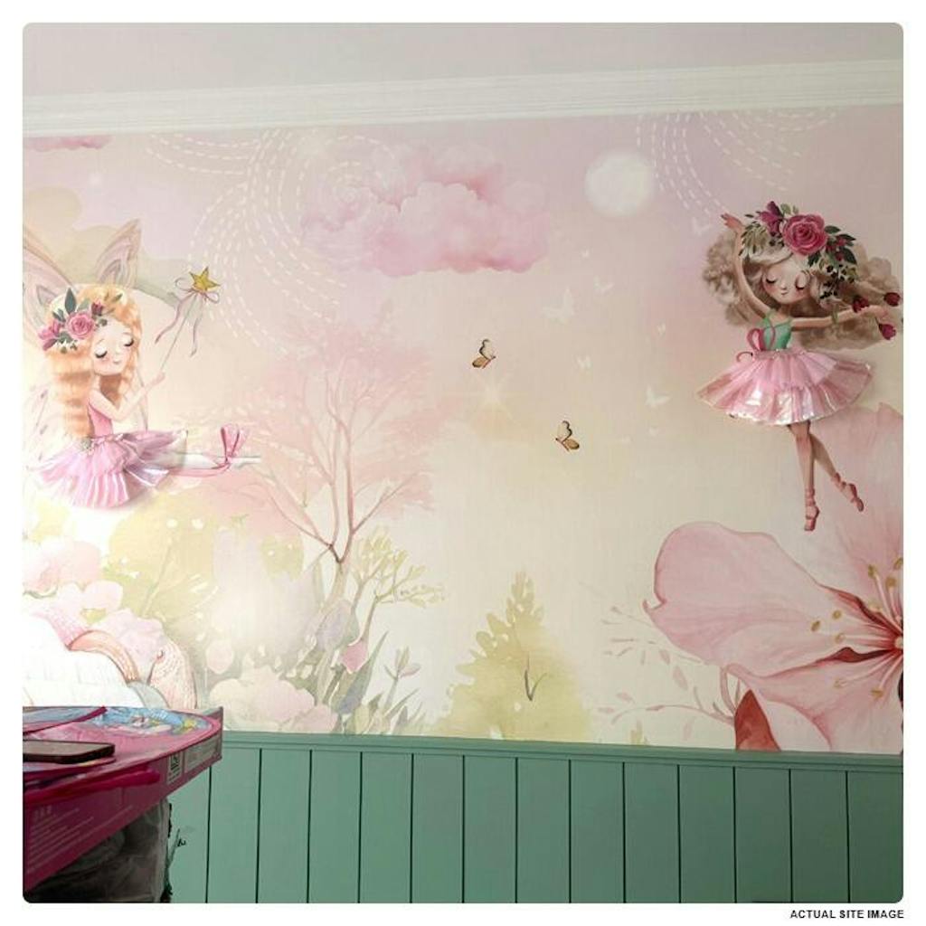 Fairy Land: Pink Fairy And Unicorn Wallpaper For Girls Room