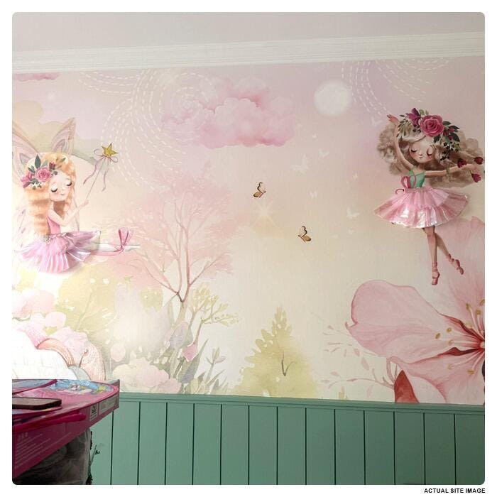 Fairy Land: Pink Fairy And Unicorn Wallpaper For Girls Room