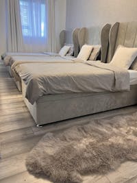 4 Panel Middle Curve Wing Headboard Ottoman Storage Bed