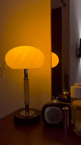 Retro Wooden Table Lamp – Rechargeable LED Light with 3 Color Modes