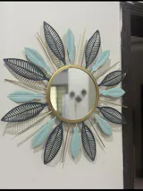 Elegant Metal Leaf Round Wall Mirror