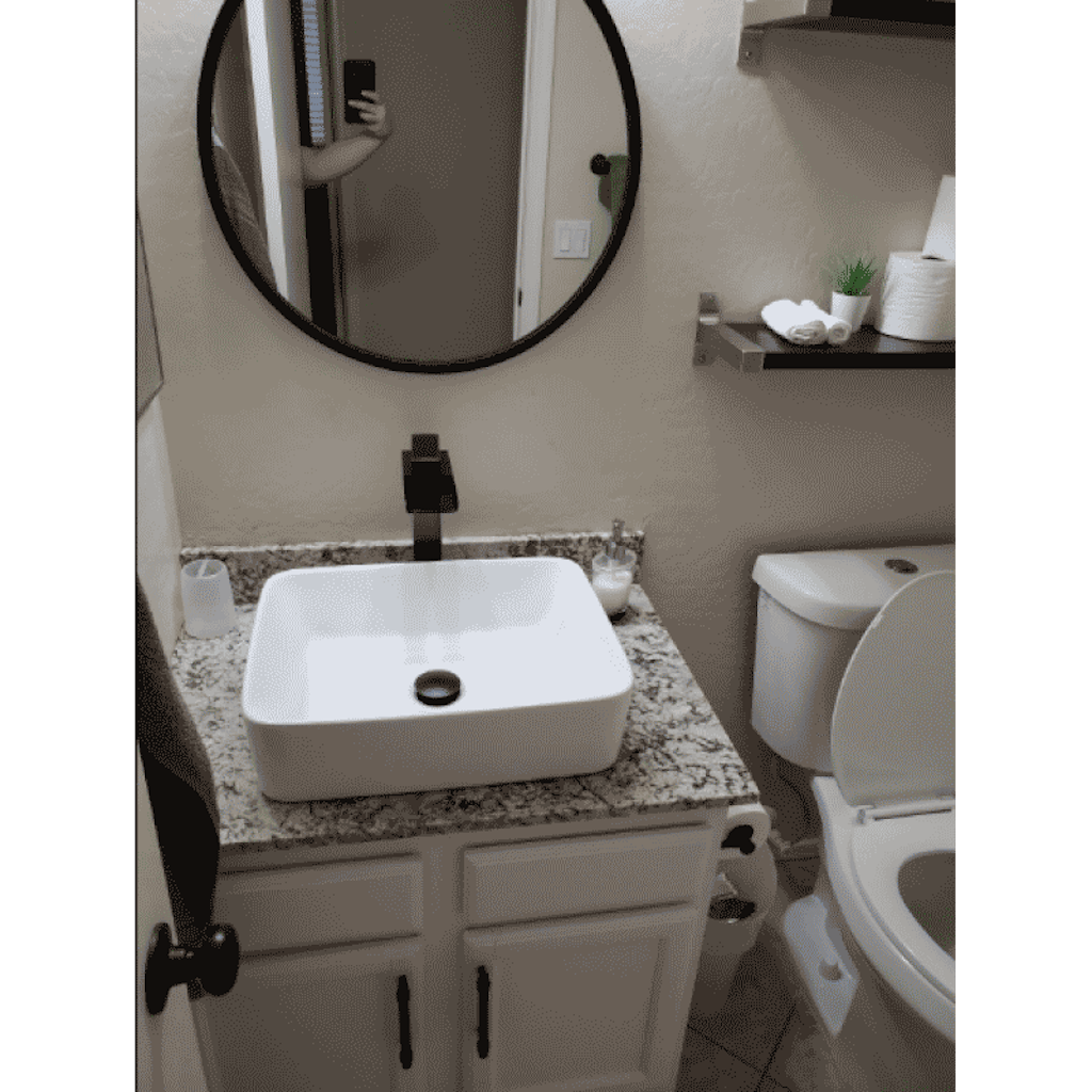 Bathroom Mirror With Brackets Aluminum Round Black MyHomeware