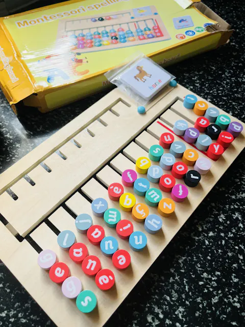 Wooden Montessori Spelling Game Learning Puzzle Travel Toys