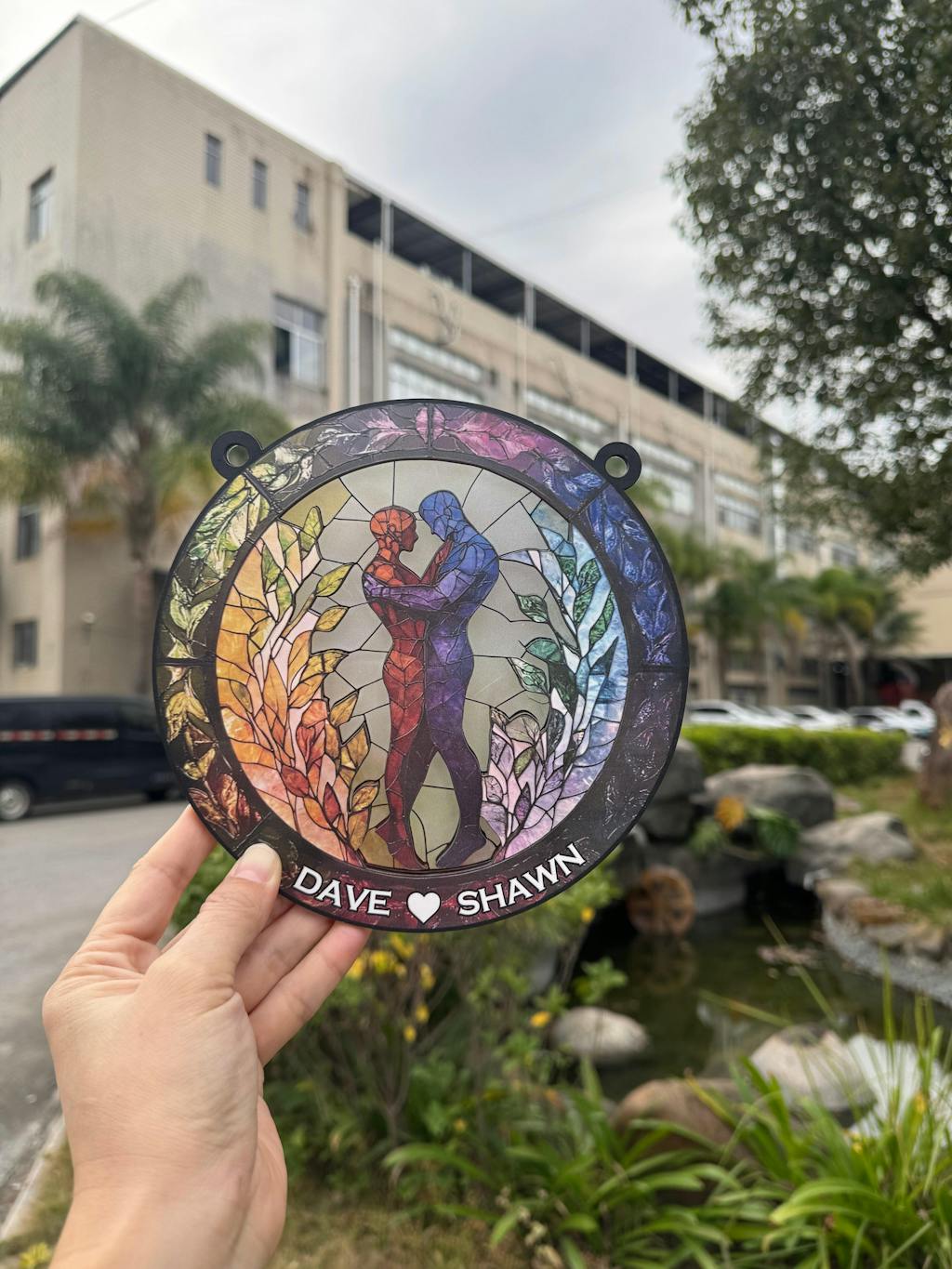 Attractive Strong Gay, Two Males Holding Hands - Gift For You And Your Couple - Personalized Window Hanging Suncatcher Ornament