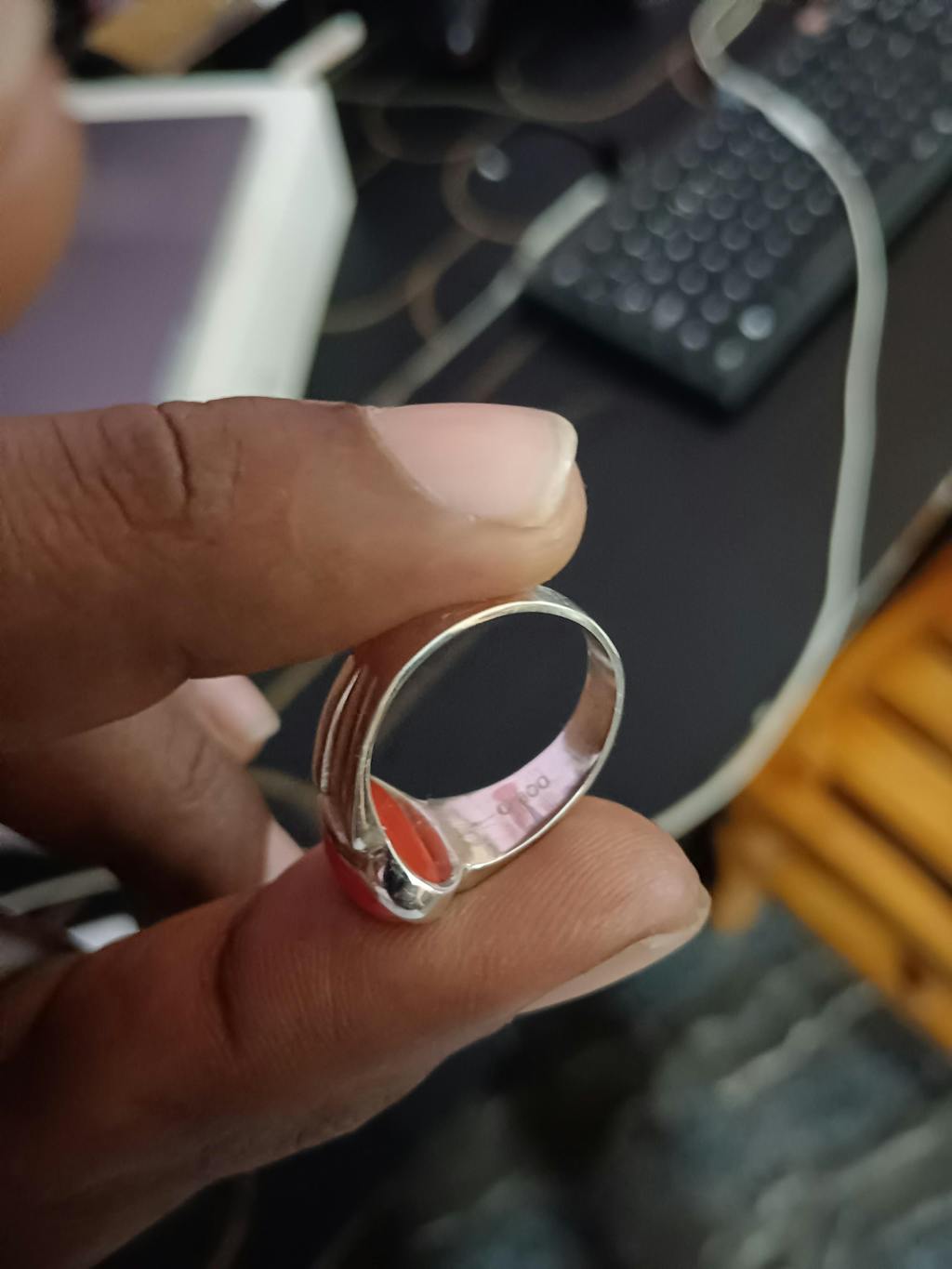 Statement Coral (Moonga) Ring in 925 Sterling Silver - Shakti