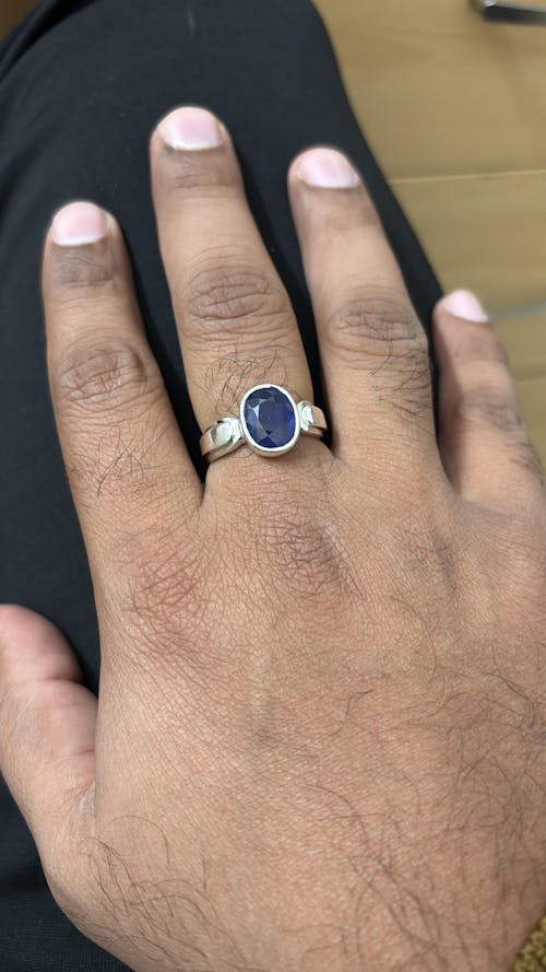 Timeless Blue Sapphire (Neelam) Ring in 925 Sterling Silver - Shakti