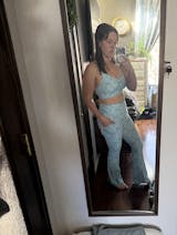 Blue Bow Ribbon Weave Back Sports Bra