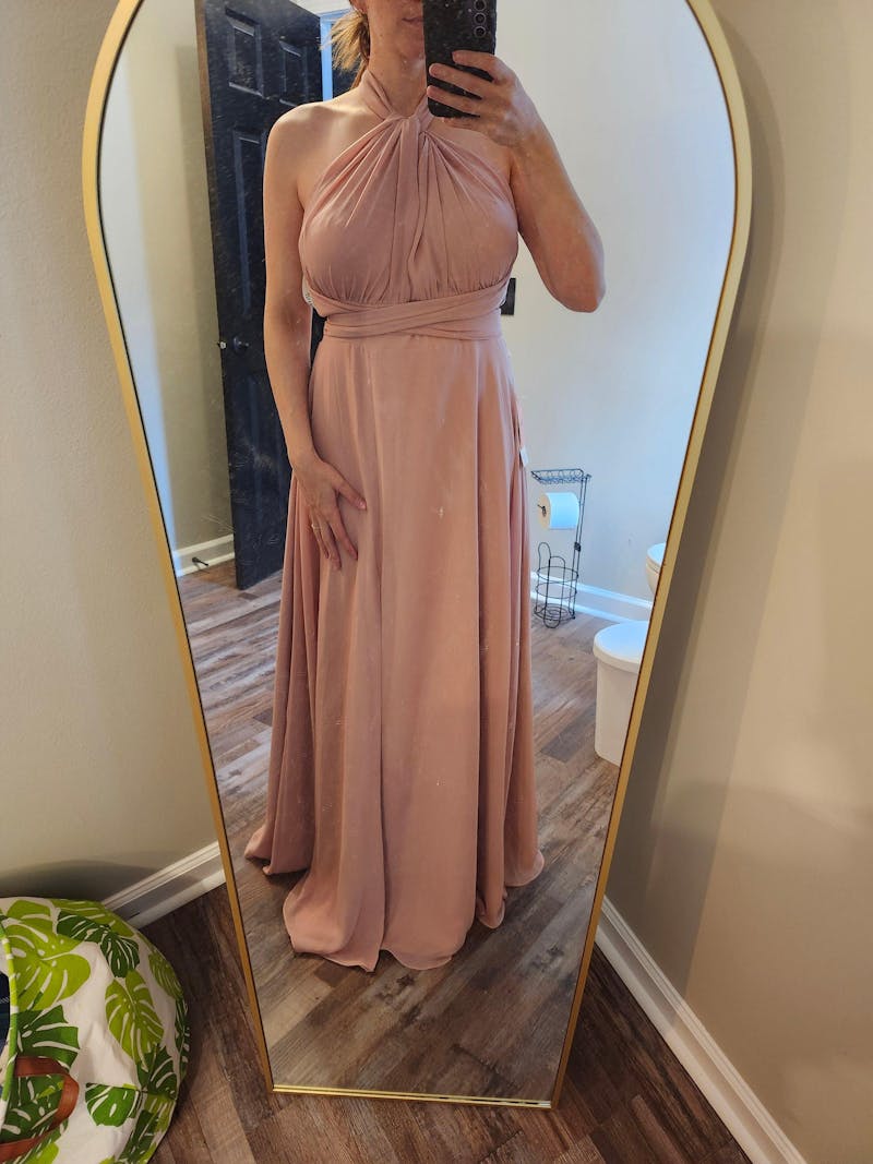 Sheath/Column V-Neck Sleeveless Floor-Length  Chiffon Bridesmaid Dress