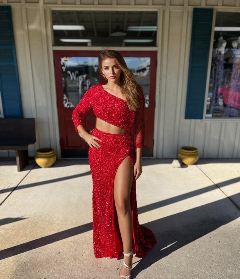 Sheath/Column Sequins Sleeveless One-Shoulder Floor-length Prom Dresses With Split Side