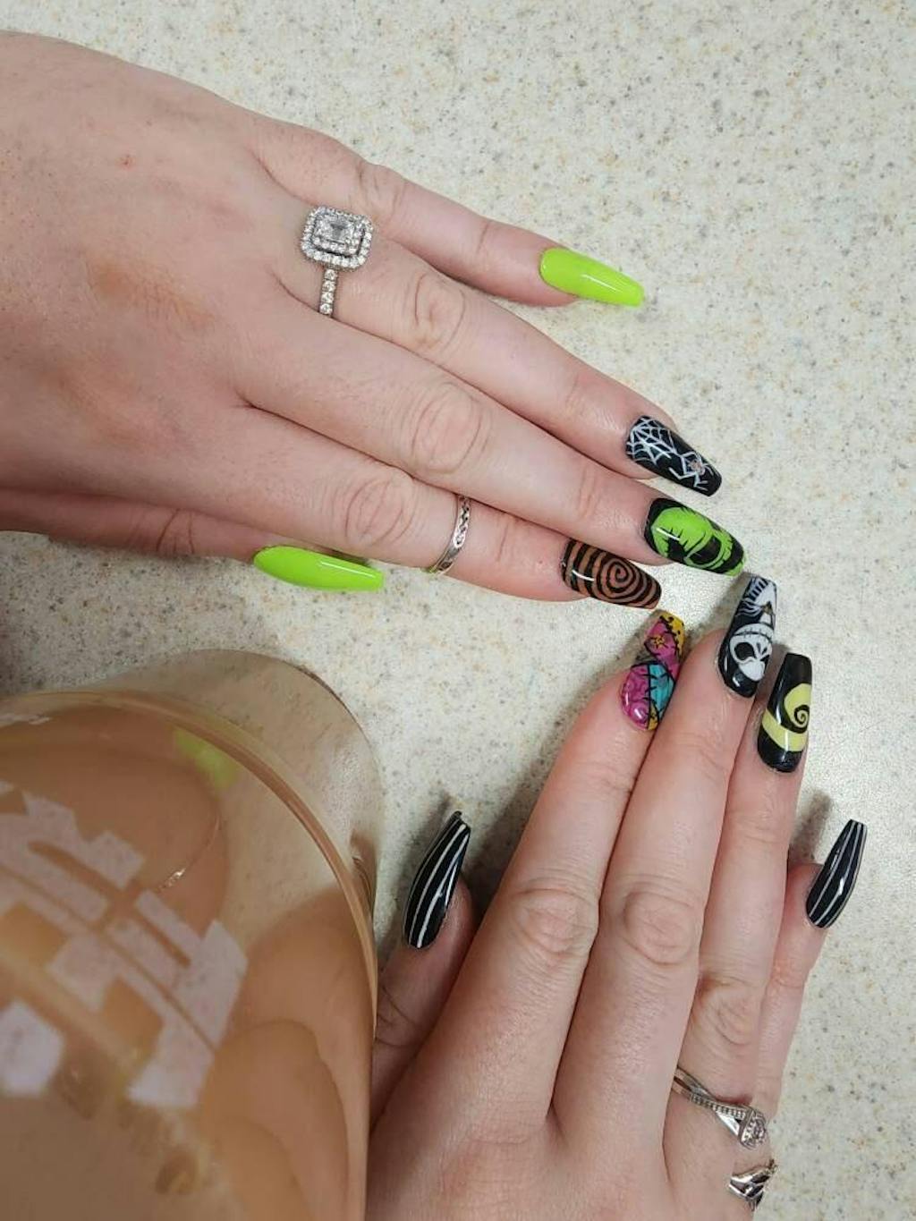 Nightmare Before Christmas Glow Press On Nails – Hand-Painted Soft Gel