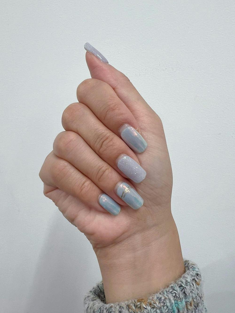Gel Me1 Japan|16. Frozen Blue｜Baby Blue貓眼GEL甲|指甲貼|Semi Cured Gel