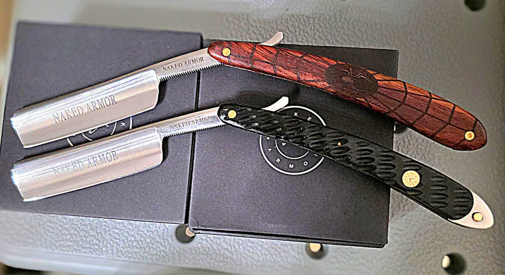 Naked Armor Percival Straight Razor 7/8" Mahogany Wood Japanese Steel