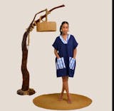 Nia Short Kaftan with Stripe Contrast Panels - Navy Blue