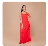 Square-Neck Maxi Dress - Crimson Red
