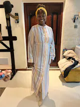 Button-Down Maxi Dress with Belt - Candy Pinstripes