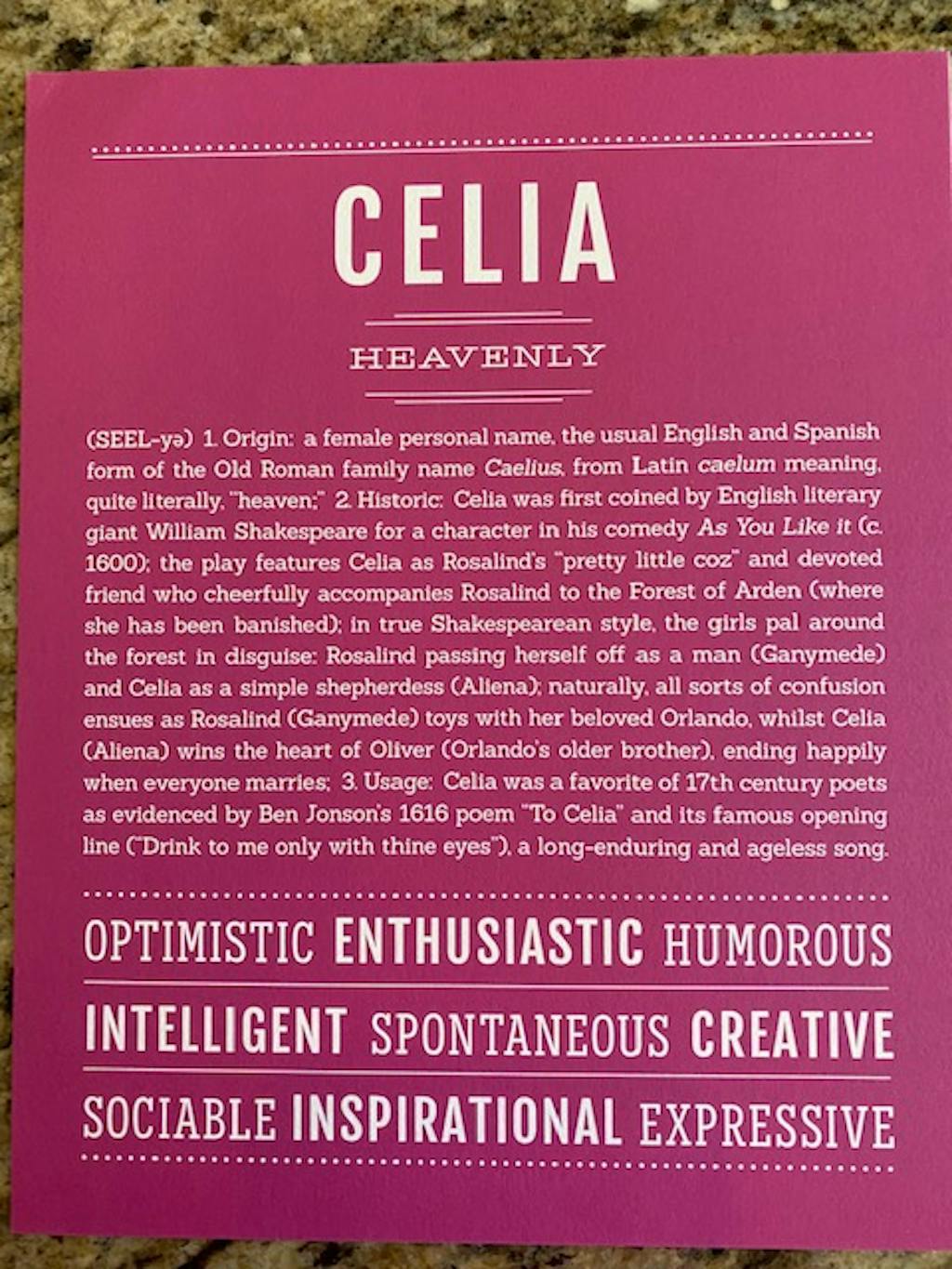 Celia Name Art Print