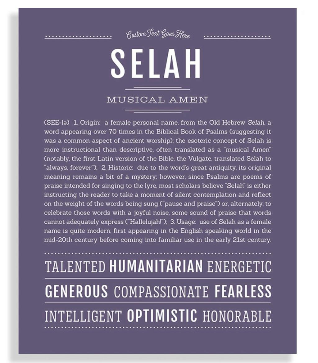 Selah Name Art Print