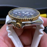 SKX007/SRPD Ceramic Bezel Insert: Dual Time style Black/Gold