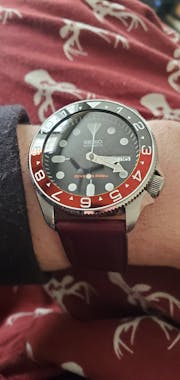 SKX007/SRPD Ceramic Bezel Insert: Dual Time style Black/Red (Coke)