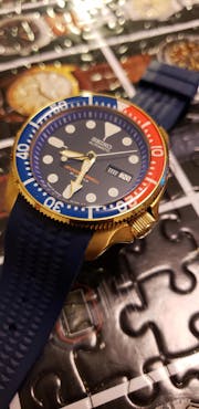 SKX007/SRPD Lumed Glass Bezel Insert: Seiko Style Pepsi