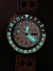 SKX007/SRPD Lumed Glass Bezel Insert: Vintage Dual Time Style Root Beer
