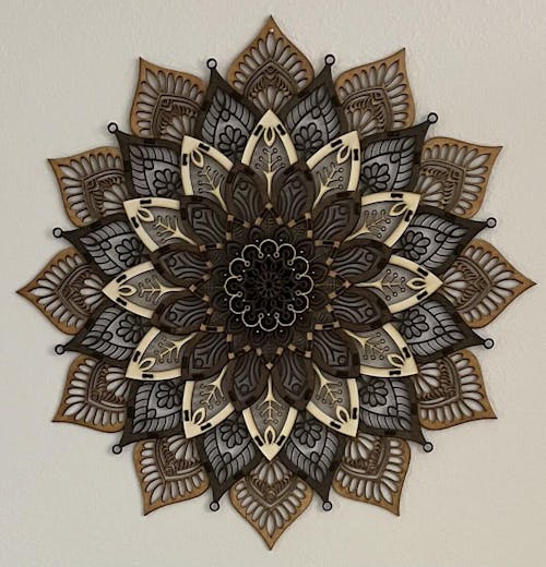 Wandbild Holz "Mandala Naturfarben" 8-lagig, 80cm