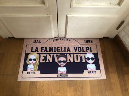 Tappeto Zerbino personalizzato con nome Nonni Nipoti sempre benvenuti  Ingresso Casa 68x48 cm - ColorFamily