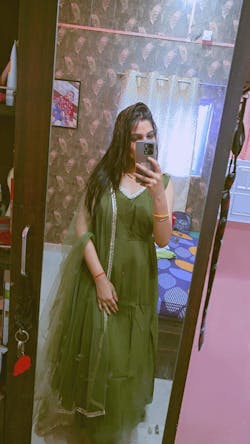 Mehendi Green Color Roman Silk Chanderi Anarkali Gown Set - Aarti Chauhan