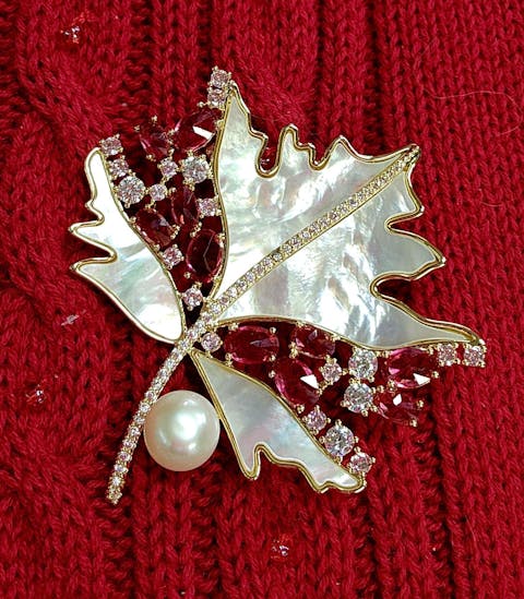 Mother Of Pearl Maple Brooch