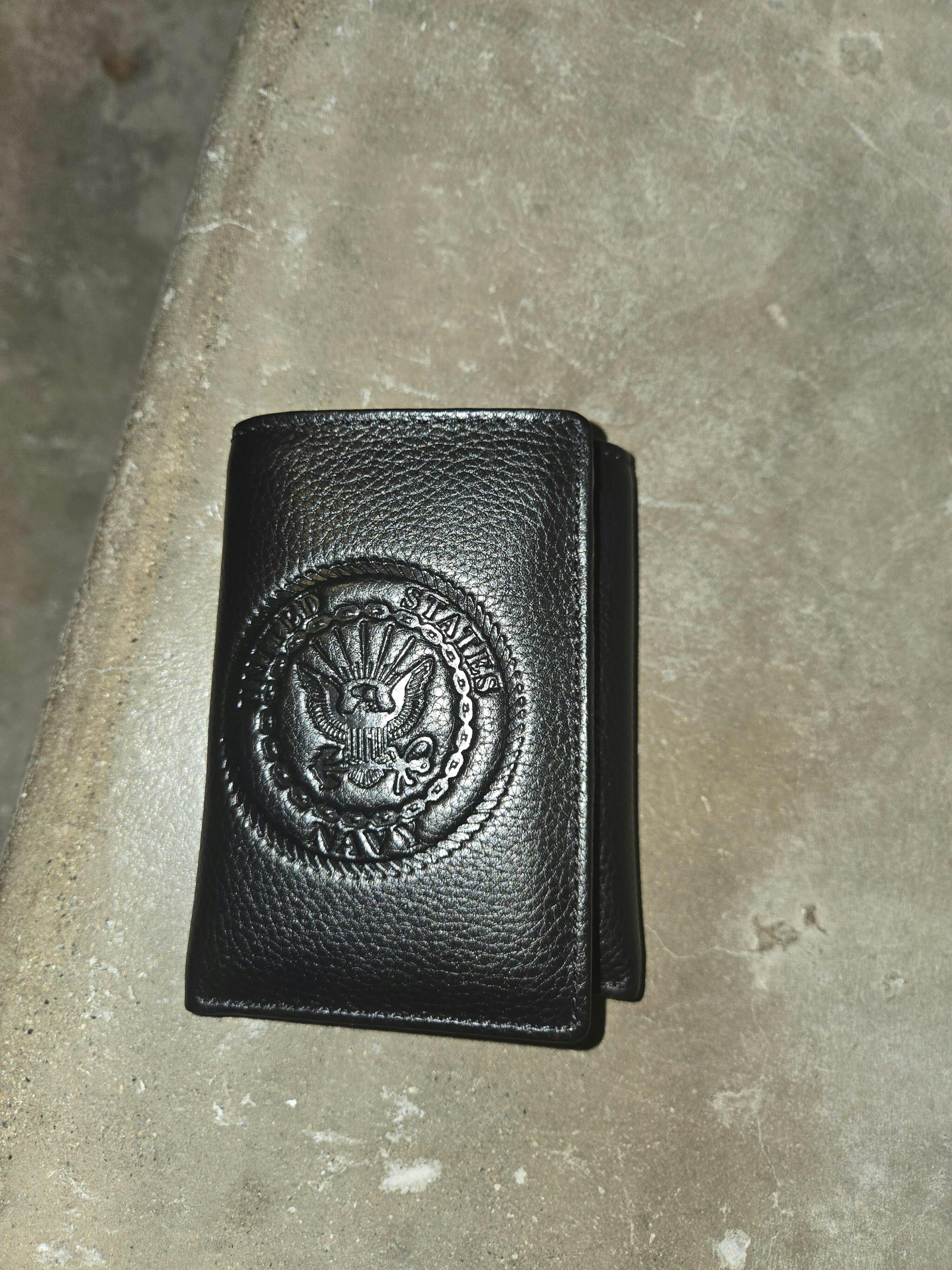 Navy Embossed Trifold Wallet – Navy Gear