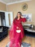Aatish - Readymade Chikankari Three Piece Shalwar Kameez in Red with Matching Organza Dupatta and Detailing
