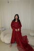 Aatish - Readymade Chikankari Three Piece Shalwar Kameez in Red with Matching Organza Dupatta and Detailing