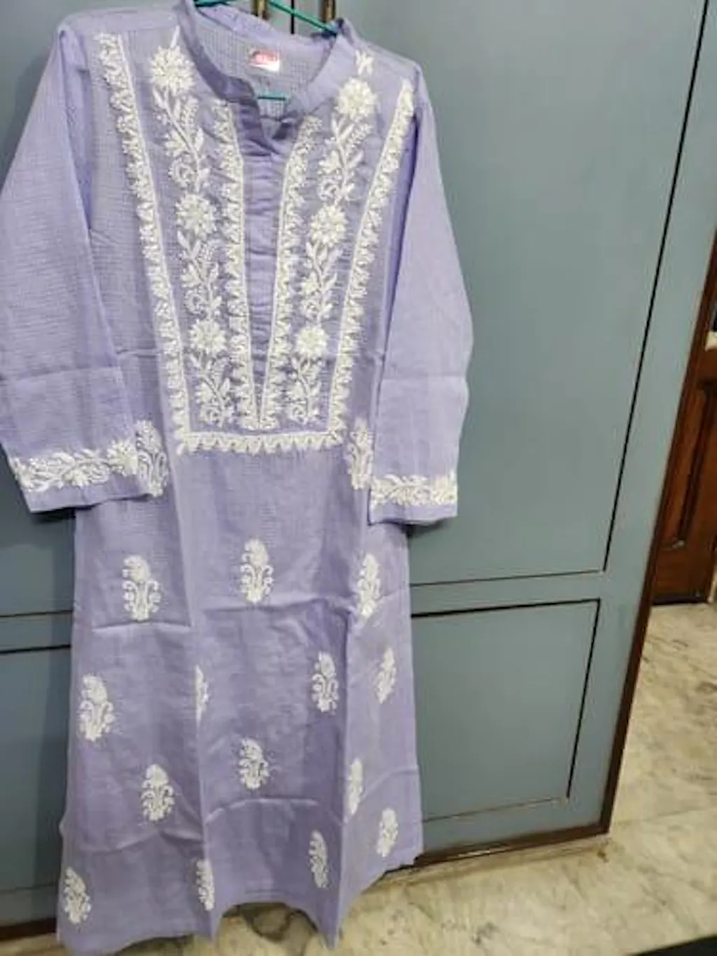 Women's Lakhnavi Handcrafted Kota Cotton Chikankari Kurti - HONC0305754