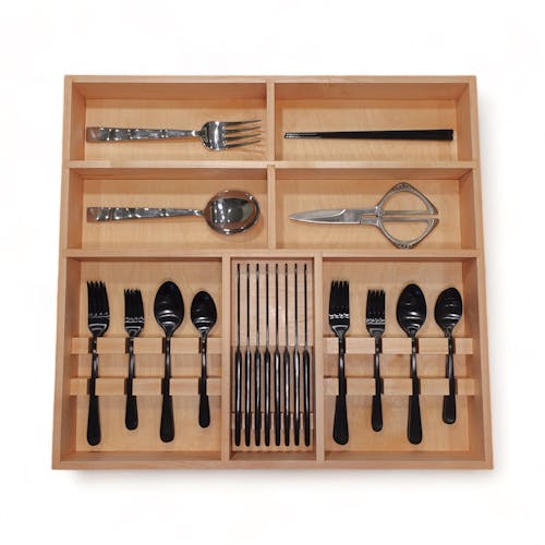 Custom Kitchen Drawer Organizer | Elegant Flatware Stacking Design