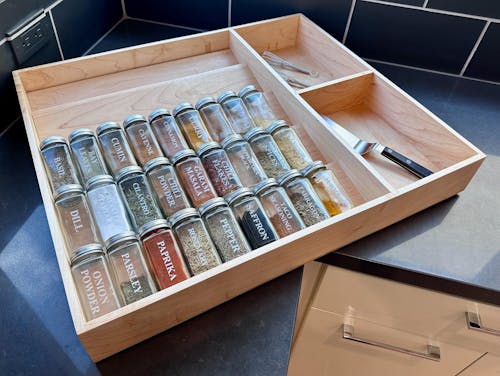 Spice Drawer Combination Customizable Organizer to Store Spices and Other Items
