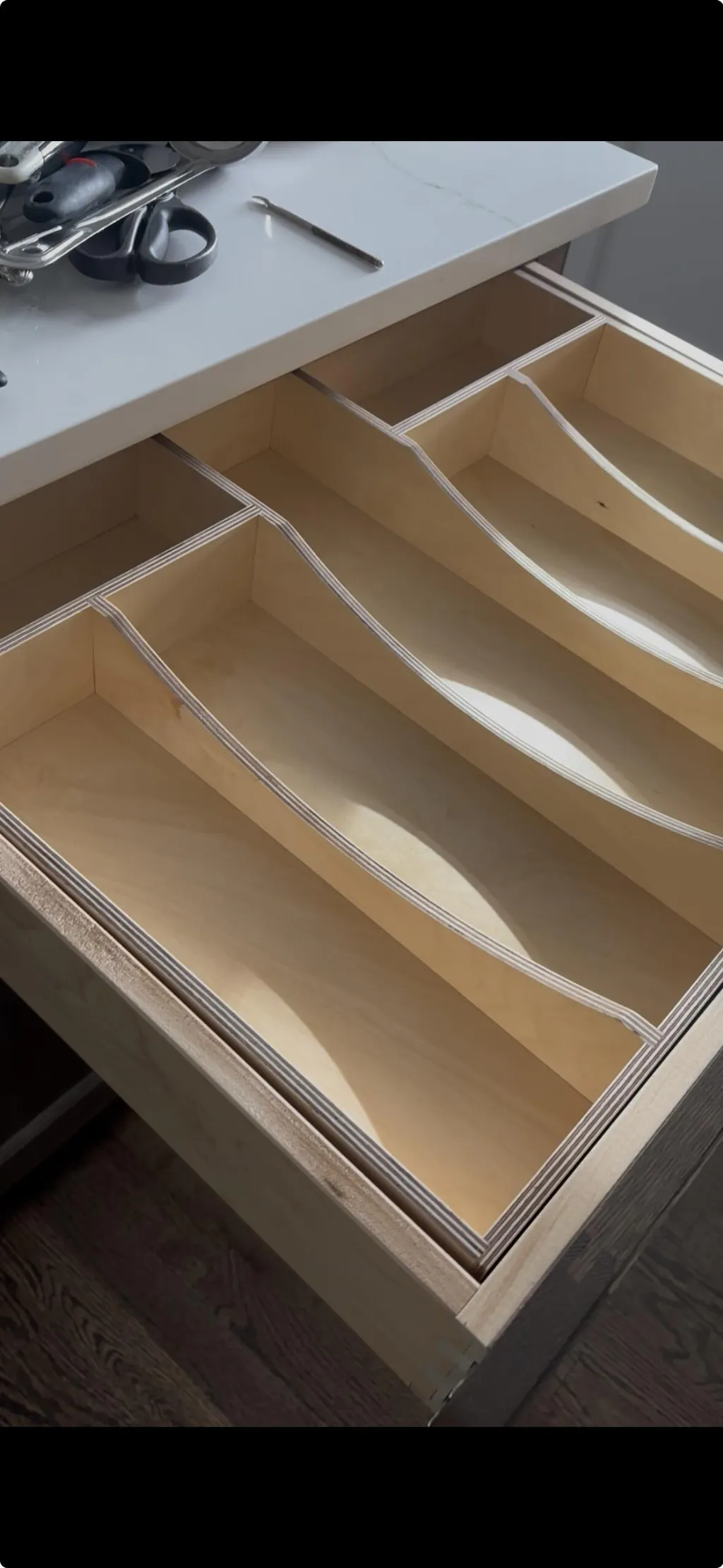 Custom Drawer Organizer Insert for Kitchen, Bathroom, Office and Closet Storage - Solid Wood