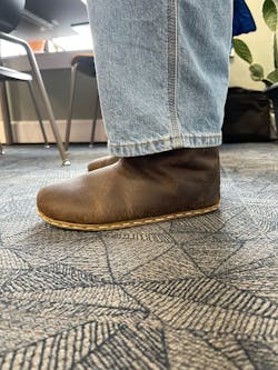 Barefoot Walking Leather Boots Men's Crazy Classic Brown