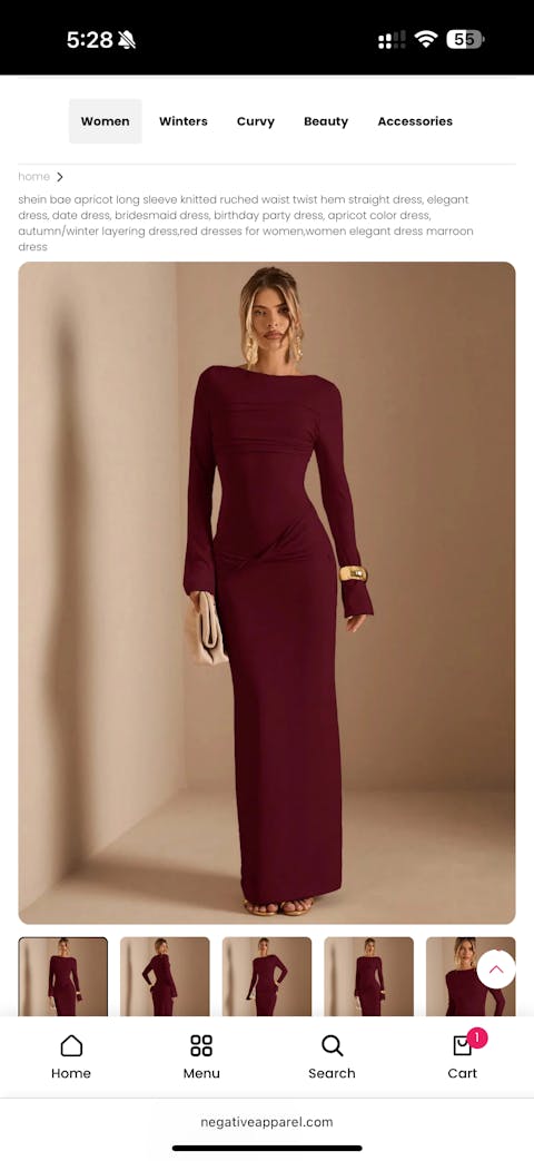 SHEIN BAE Apricot Long Sleeve Knitted Ruched Waist Twist Hem Straight Dress, Elegant Dress, Date Dress, Bridesmaid Dress, Birthday Party Dress, Apricot Color Dress, Autumn/Winter Layering Dress,Red Dresses For Women,Women Elegant Dress Marroon Dress